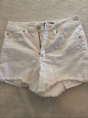 Just USA White Frayed Hem Denim Shorts
